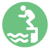 Learn to swim. Diving in water green icon.