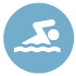 Learn to swim. Fast swimming blue icon.