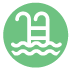 Learn to swim. Pool stairs green icon.