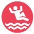 Learn to swim. Diving in water red icon.