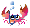 Swimming crab cartoon character