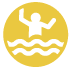 Learn to swim. Standing above water yellow icon.